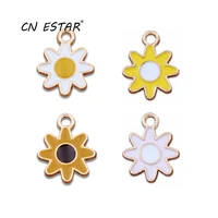 20pclot kc gold color little sun flowers enamel charms alloy earrings hair accessories necklace pendant diy jewelry materials