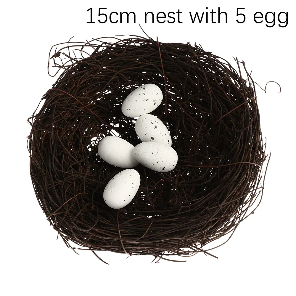 15cm nest with 5 egg 1 шт. Новая мода милый ручной работы лоза коричневый Птичье гнездо дом природа ремесло праздник украшение дома подарок 6,8, 10,12 см - Цвет: 15cm nest with 5 egg