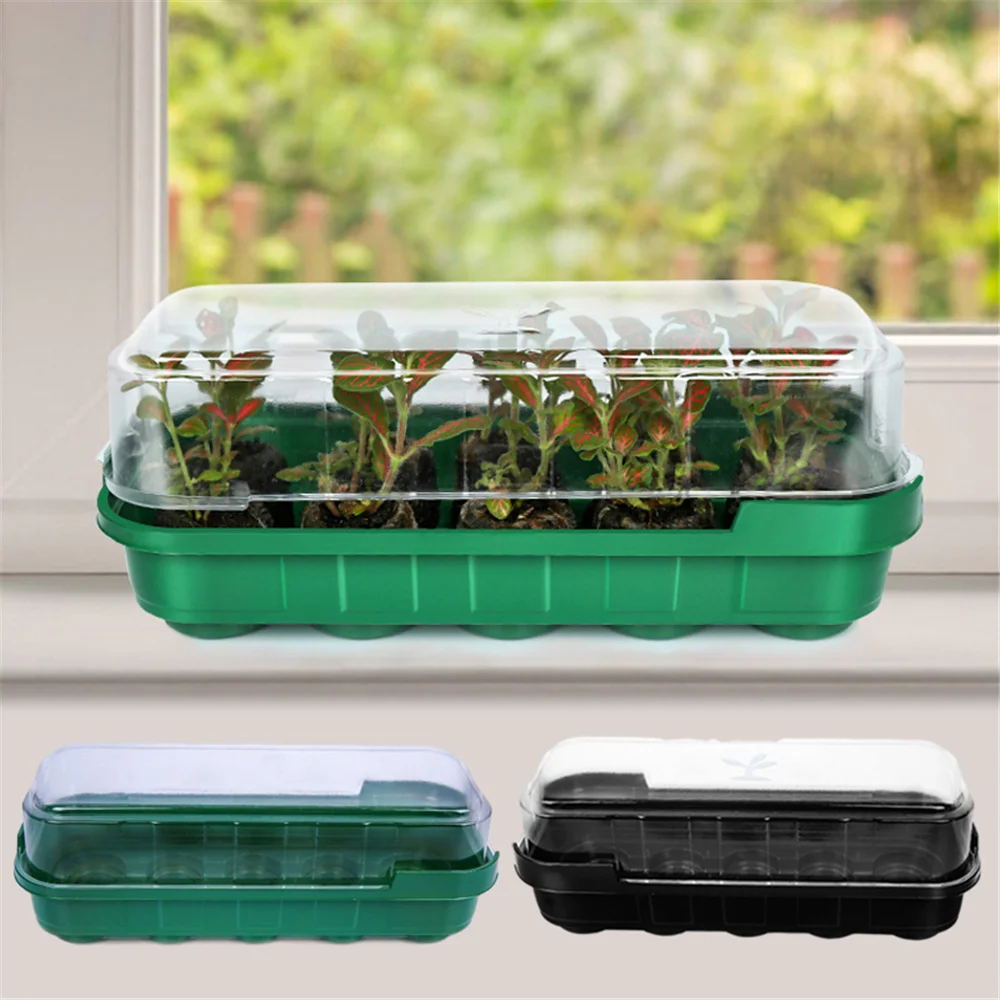 

10 Holes Plastic Nursery Pots Planting Seed Tray Kit Plant Germination Box With Dome Base Greenhouse Supplies Garden Accessories