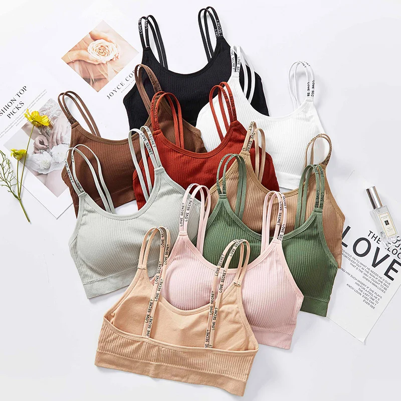 

Sports Letters Double Shoulders with Girls' Comfortable Breathable Bear Thread Wrap Chest Vest Seamless Back Strapless Vest