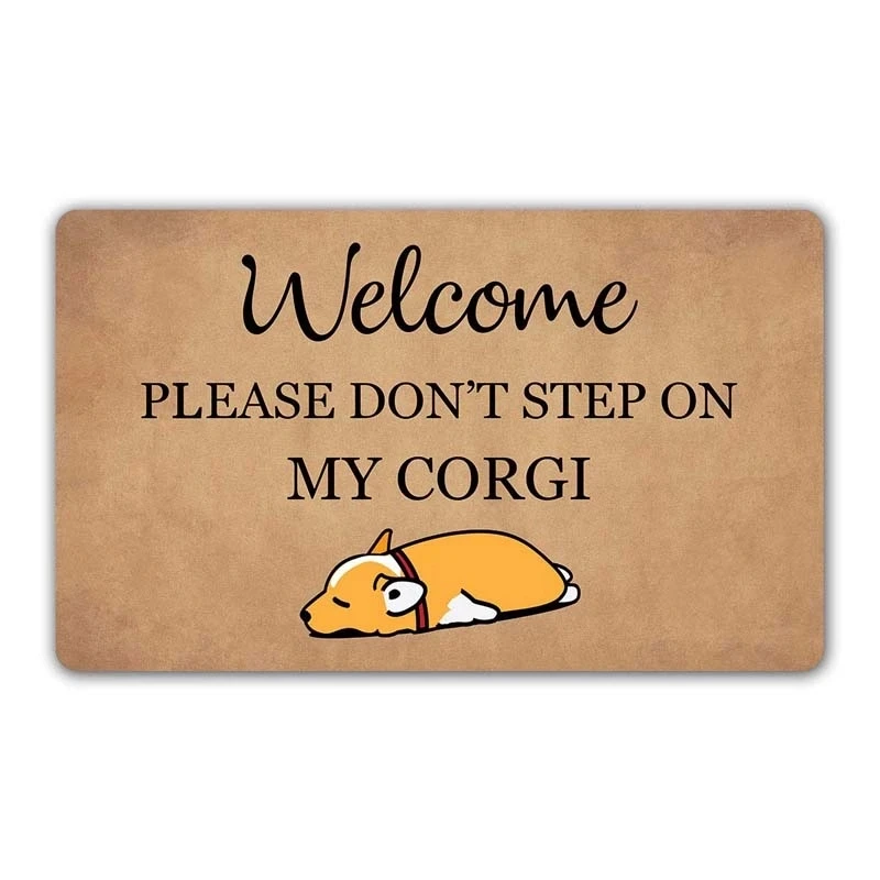 Funny Doormat Welcome Please Don't Step On My Corgi Entrance Mat Floor Rug Indoor/Outdoor/Front Door Mats Home Decor Machine Was | Дом и