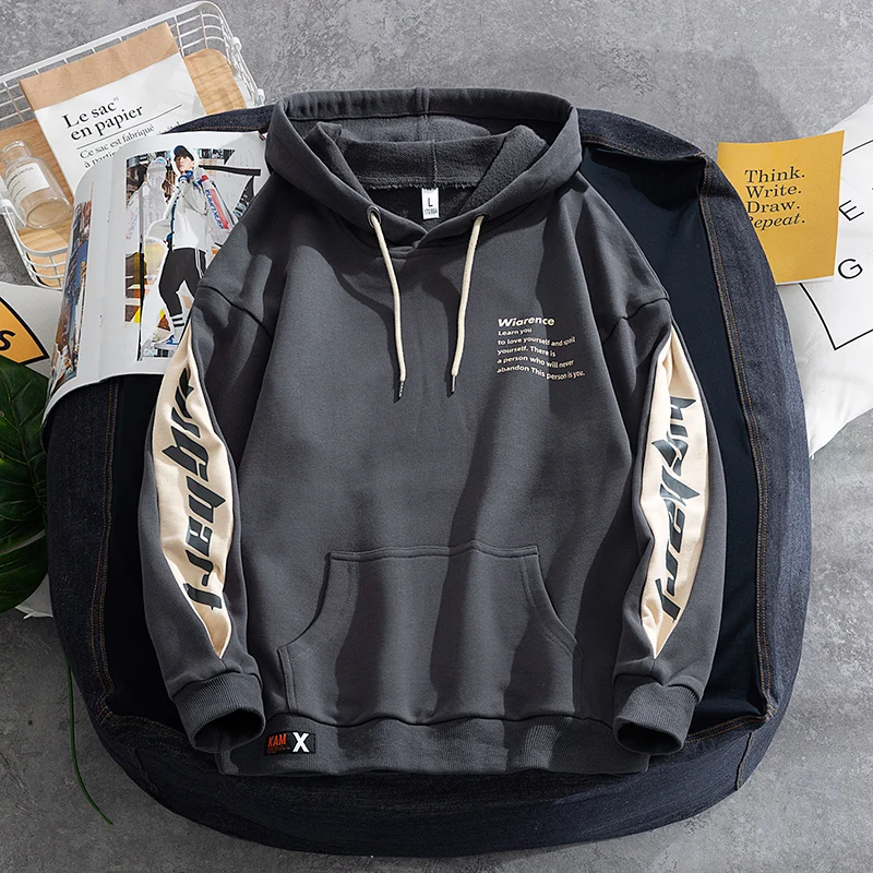 The New Pullover Round Neck Hooded Sweater Men's Tide Brand Long-Sleeved Men's Korean Style Top Clothes Bottoming Shirt