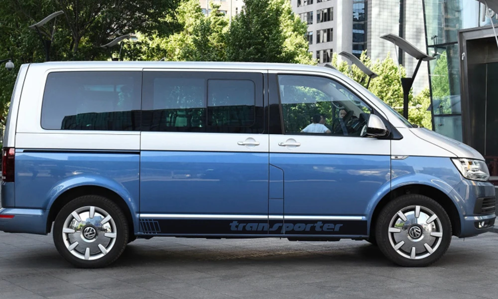 2Pcs Car Side Stripes Stickers Auto Vinyl Film Decoration Decals For Volkswagen Multivan T4 T5 T6 Styling Car Tuning Accessories