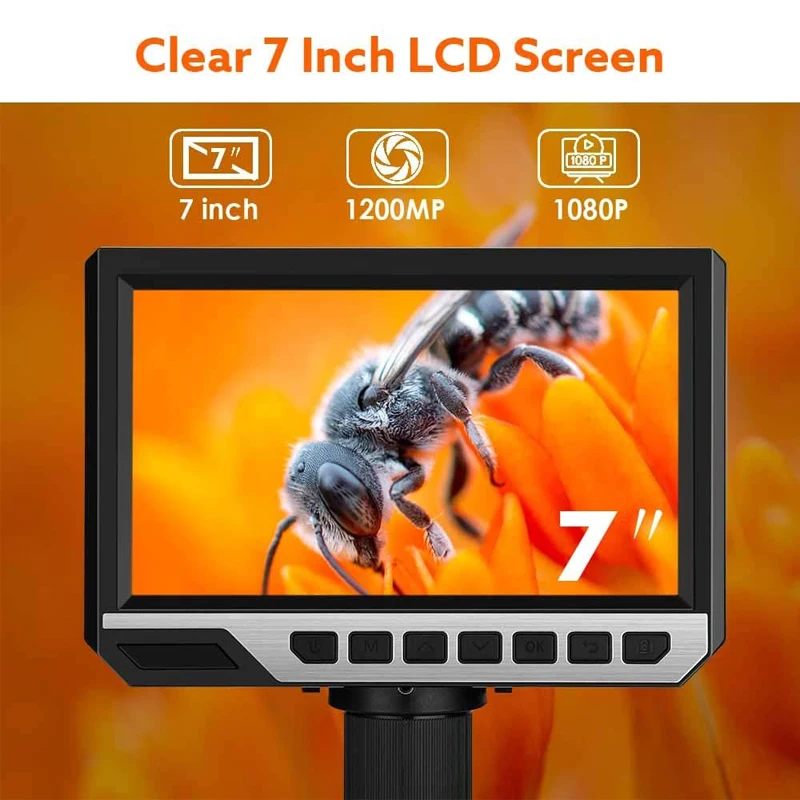 Цифровой микроскоп с ЖК-дисплеем 7 дюймов микроскопы двойным объективом 2000X