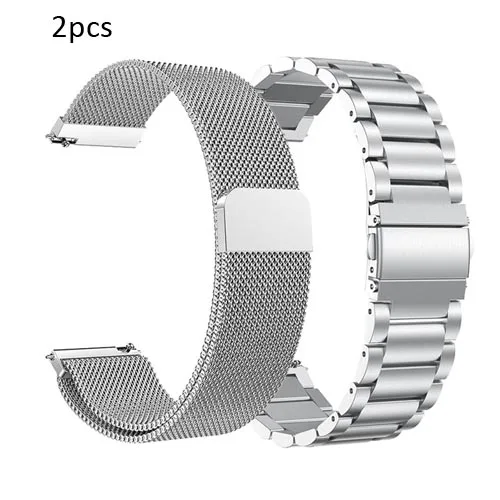 silver-m silver-s Металлический ремешок из нержавеющей стали для Amazfit GTR 47 для Xiaomi Huami Amazfit Stratos 2 2S Ремешок для браслета ремешок для умных часов - Цвет ремешка: silver-m silver-s