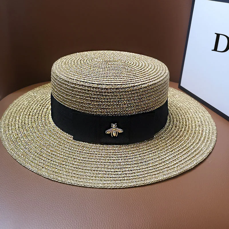 Шляпка плетеная женская Соломенная Панама от солнца в стиле ретро с маленькой