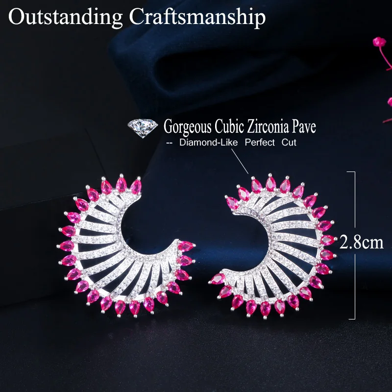 Cwwzircon привлекательные элегантные Серебристые серьги-подвески с розовым фианитом