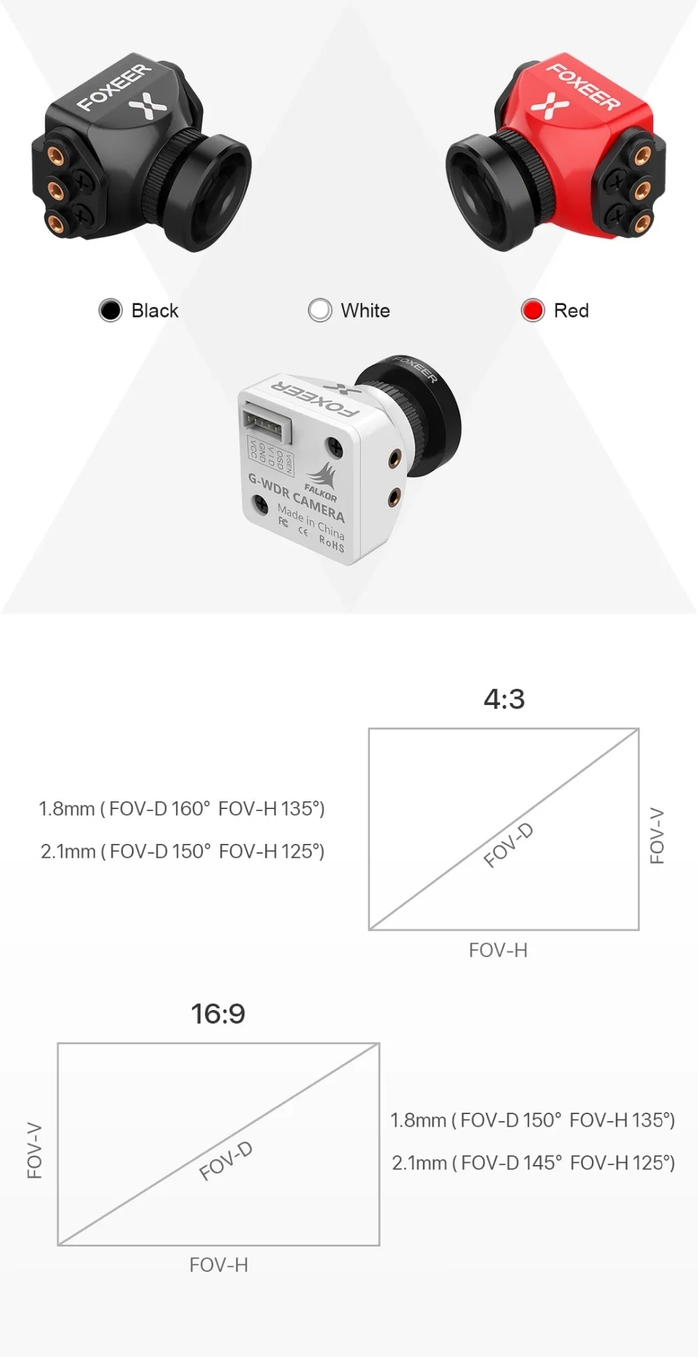 Foxeer Falkor V2 1200TVL мини/полноразмерная камера 16:9/4:3 PAL/NTSC переключаемый GWDR с кронштейном FPV камера поддержка фиксатор крыло