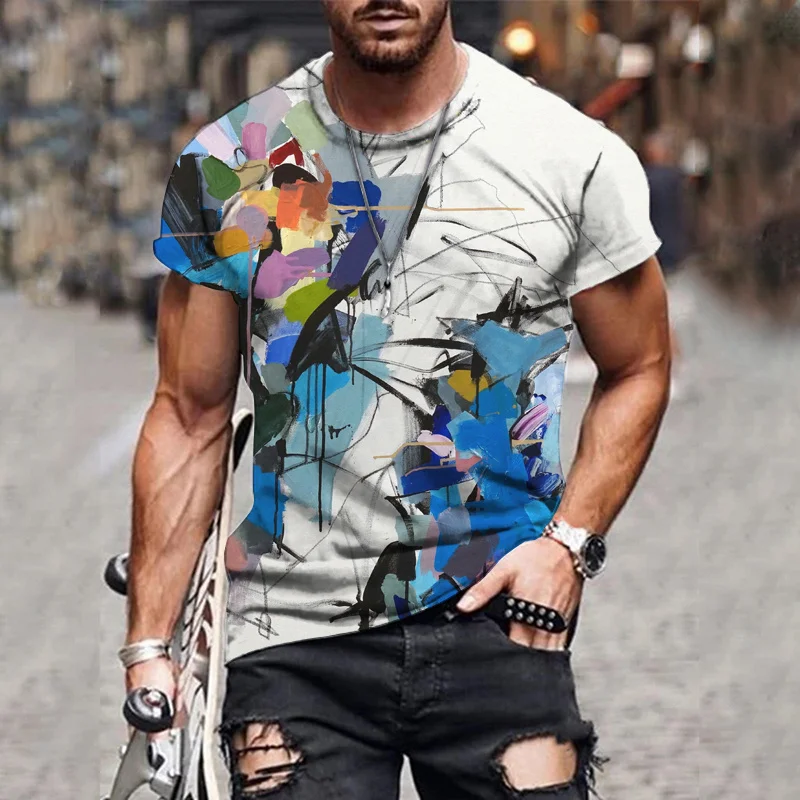 

2021 new men's 3D T-shirt Street trend Harajuku skateboard graffiti style design Short Sleeve Top Asian Size XXS-6XL