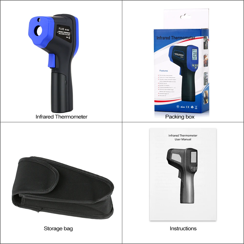 Лазерные Инфракрасные термометры FLUS ИК термометр Круглый Лазерный Инфракрасный