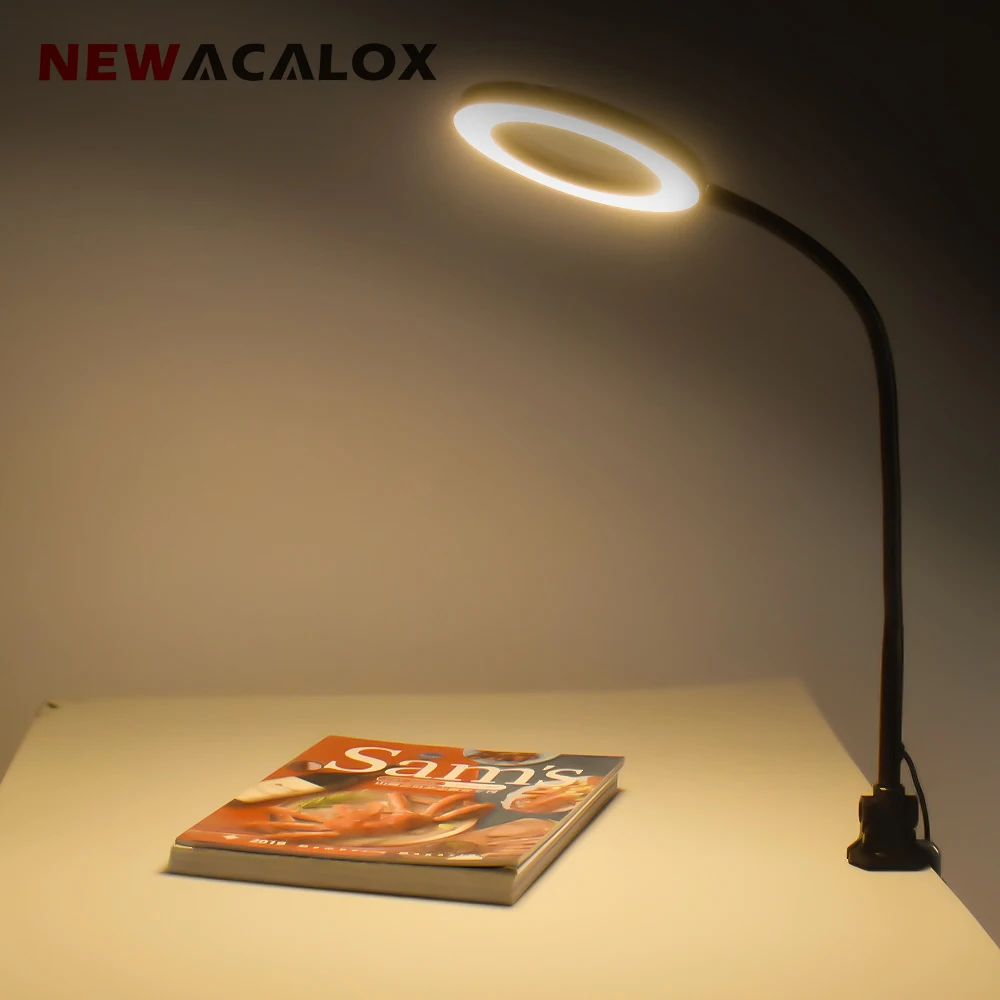 NEWACALOX USB 5X Увеличительное стекло светодиодный светильник с пружинным креплением