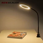 NEWACALOX USB 5X Увеличительное стекло светодиодный светильник с пружинным креплением, светящаяся сварочная лупа для дизайна ногтей, настольная лампа