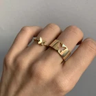 Кольцо женское, металлическое, с бабочкой, регулируемое, золотистоесеребристое