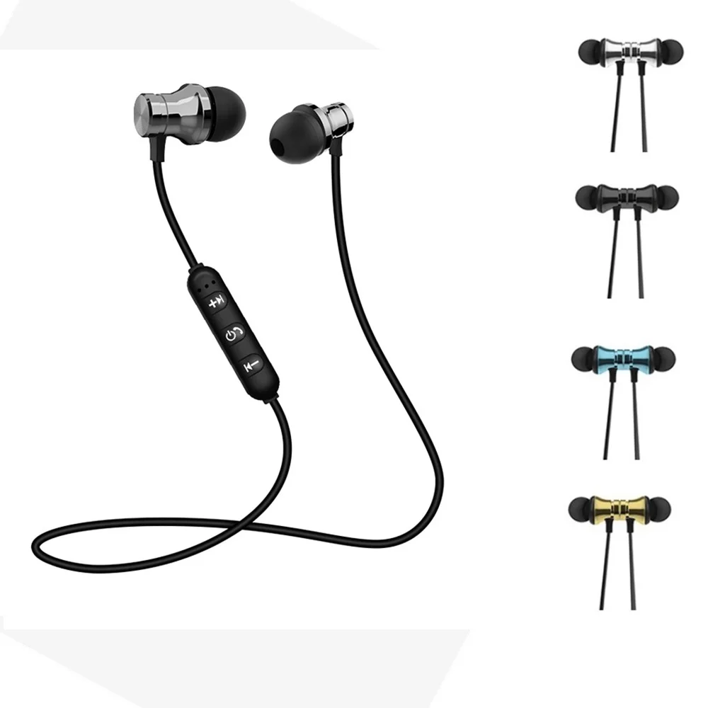 Спортивные магнитные беспроводные bluetooth наушники с шейным ободом микрофоном для