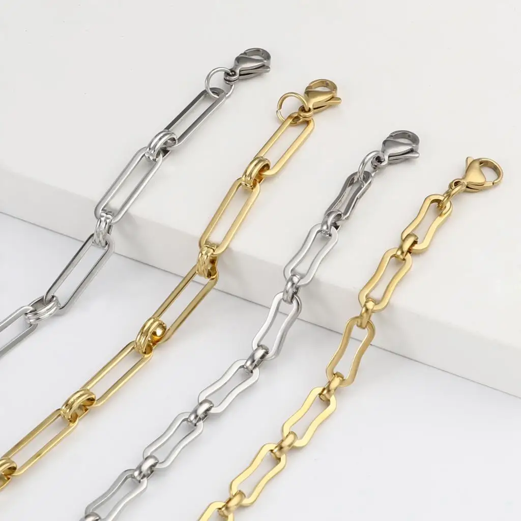 

Pink Style Stainless Steel Bracelets Gold/Silver Color Metal Link Chains For Women Wedding Party Club Fashion Jewelry Gifts,1PC