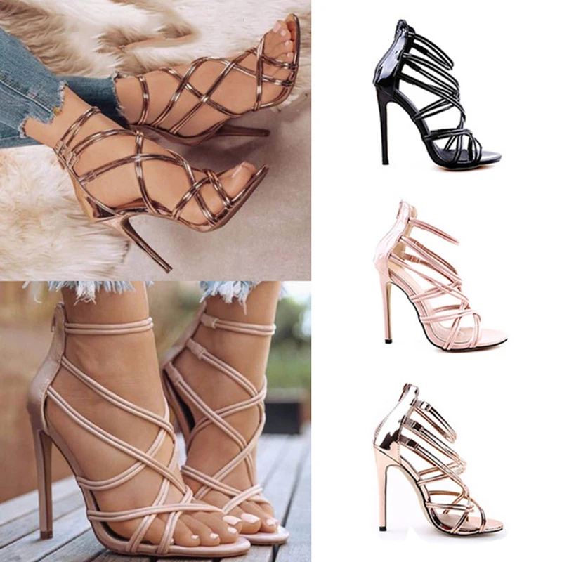 Сандалии женские на очень высоком каблуке 11 см Босоножки с открытым носком