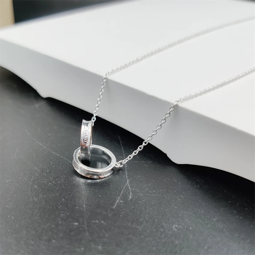

1:1 925 Sterling Silver Necklace For Women 1837 Clasp Circle Necklace Ladies Party Luxury Brand Jewelry Gift 4 Colors