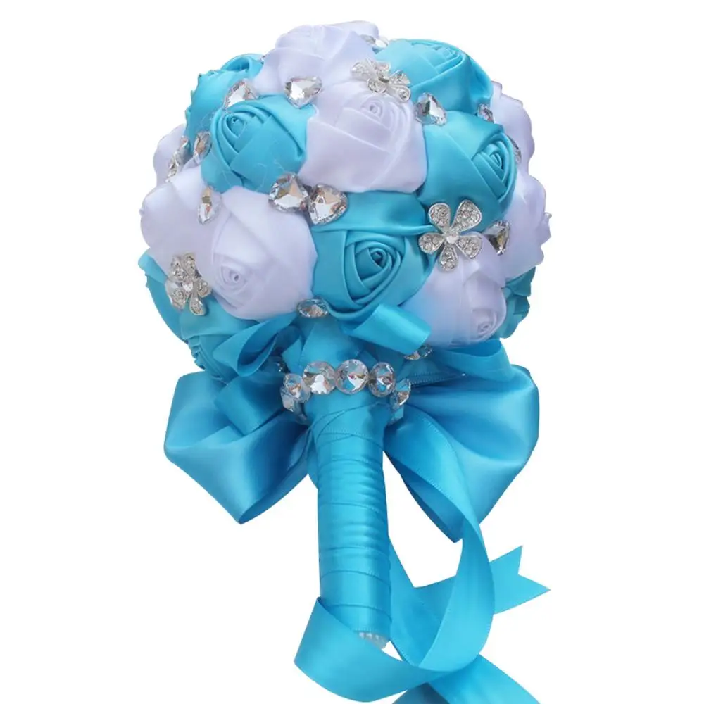 

Weztez Handmade Crystal Wedding Bouquet Elegant Decorative Artificial Rose Flower Rhinestone Bride Bridesmaid Flowers SPH127