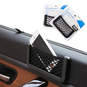 universal car seat side back storage net bag phone holder pocket organizer multifunction stick on mesh pocket phone accessories free global shipping