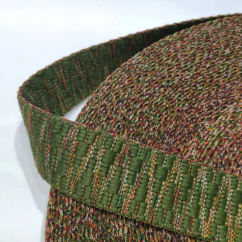 Высококачественная жаккардовая хлопчатобумажная лента зеленого цвета в стиле