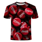 2021 Летняя Повседневная футболка с 3D принтом кока-колы, футболка с аниме, мужская и женская уличная одежда, свободная футболка с коротким рукавом, футболка азиатского размера