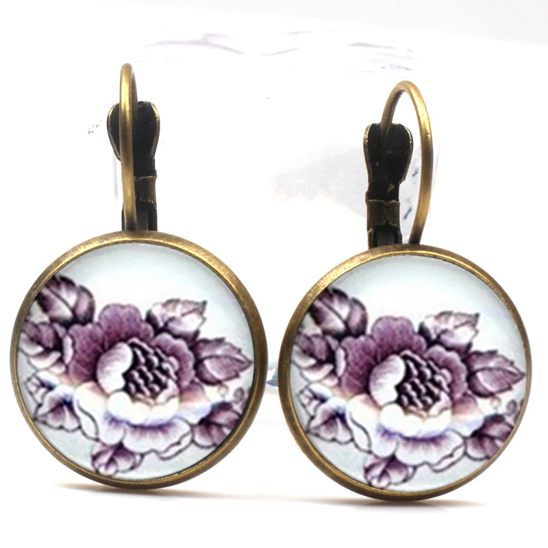 Новинка шикарные Гламурные серьги в стиле коттеджа слива круглые стеклянные с