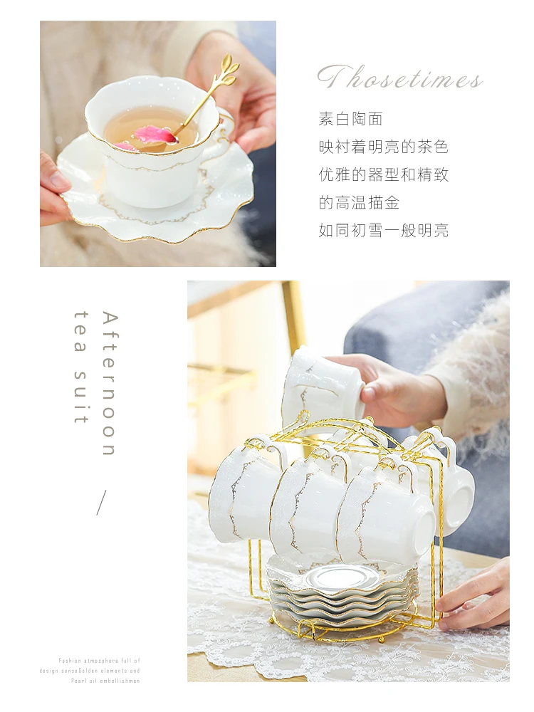 

Ceramic tea set light luxury living room simple Kung Fu tea cup high grade flower tea pot Cup complete set with tray