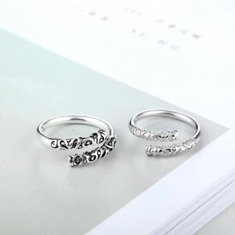 

Sole Memory Westward Journey Gold Hoop Simple Creative 925 Sterling Silver Female Resizable Opening Rings