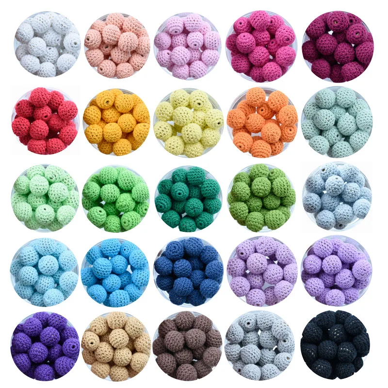 10PCS Yellow Color 16-20MM Knitting Cotton Crochet Wooden Loose Beads Balls For DIY Decoration Baby Teether Jewelry Necklace Toy | Украшения