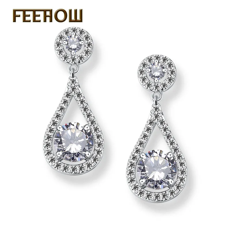 Женские винтажные серьги капли FEEHOW Имитация кристаллов красного цвета ювелирные