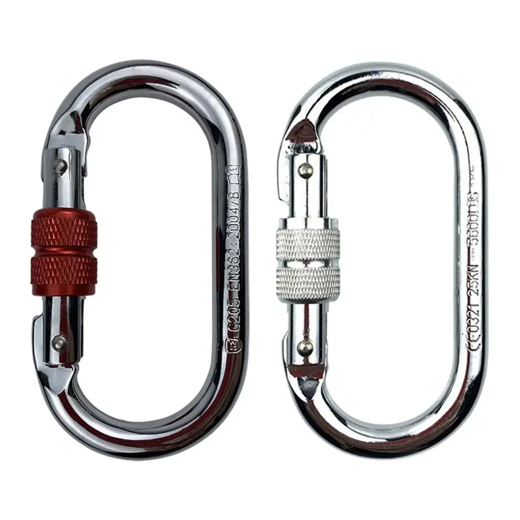 O-Shape Rock Climbing Carabiner Screw Locking Hook 25kN 5600lb for Hammock Caving Gear | Спорт и развлечения