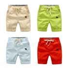 Детские хлопковые пляжные брюки, летние детские шорты для мальчиков, детские брюки до колен, однотонная одежда для маленьких мальчиков