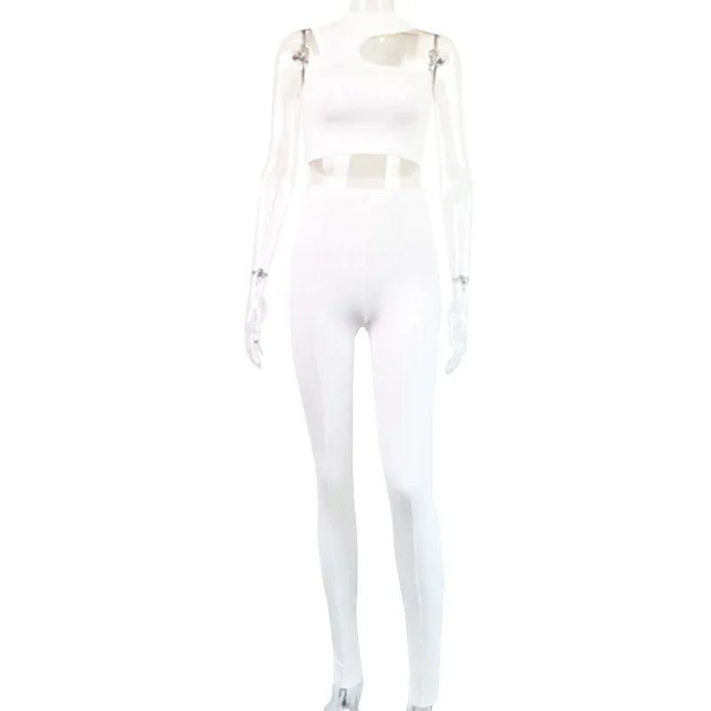 

2021 new European and beautiful women's hollow tank top buttocks leggings two-piece yoga suit Europe and America