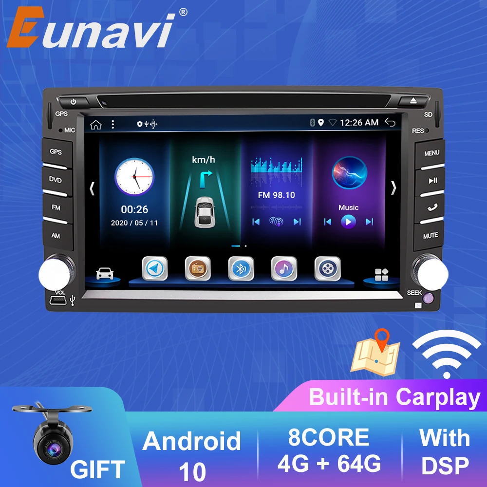 Автомагнитола Eunavi DSP 2 Din Android 10 DVD радио мультимедийный аудио плеер универсальная