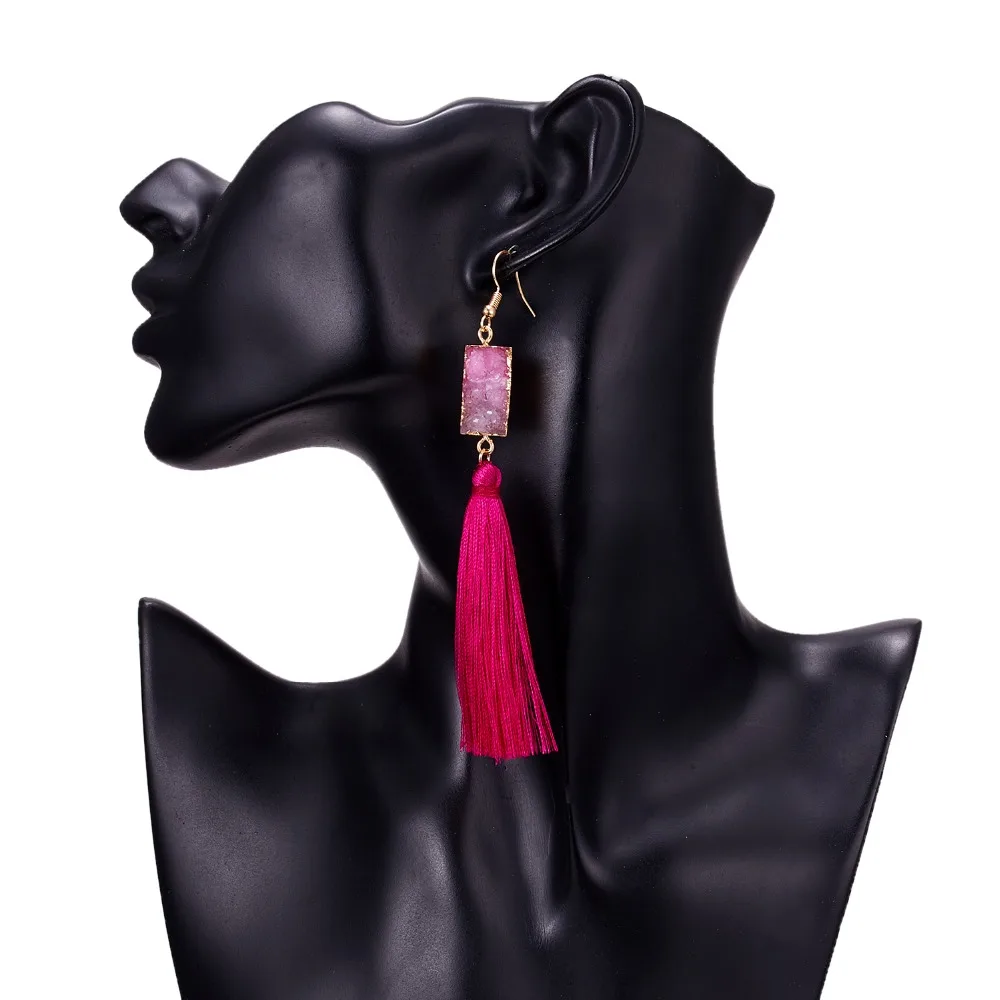 Belleper New Design Tassel Earring Sets Women Geometric Bohemian Gold Flower Long Tassel Earring Set Fashion Wedding Jewelry