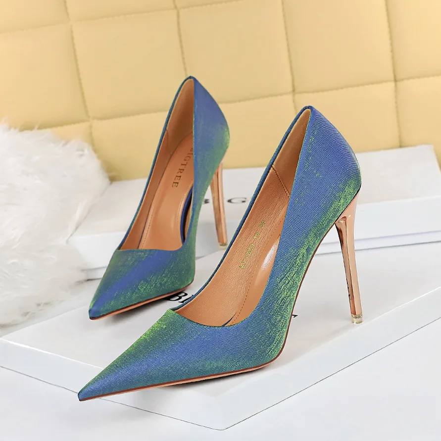

BIGTREE Autumn 2021 Women Shoes Fashion Pointed Toe Pumps Stiletto Heels Sexy Shallow Slip-On Solid Dress Basic Red Size 34-43
