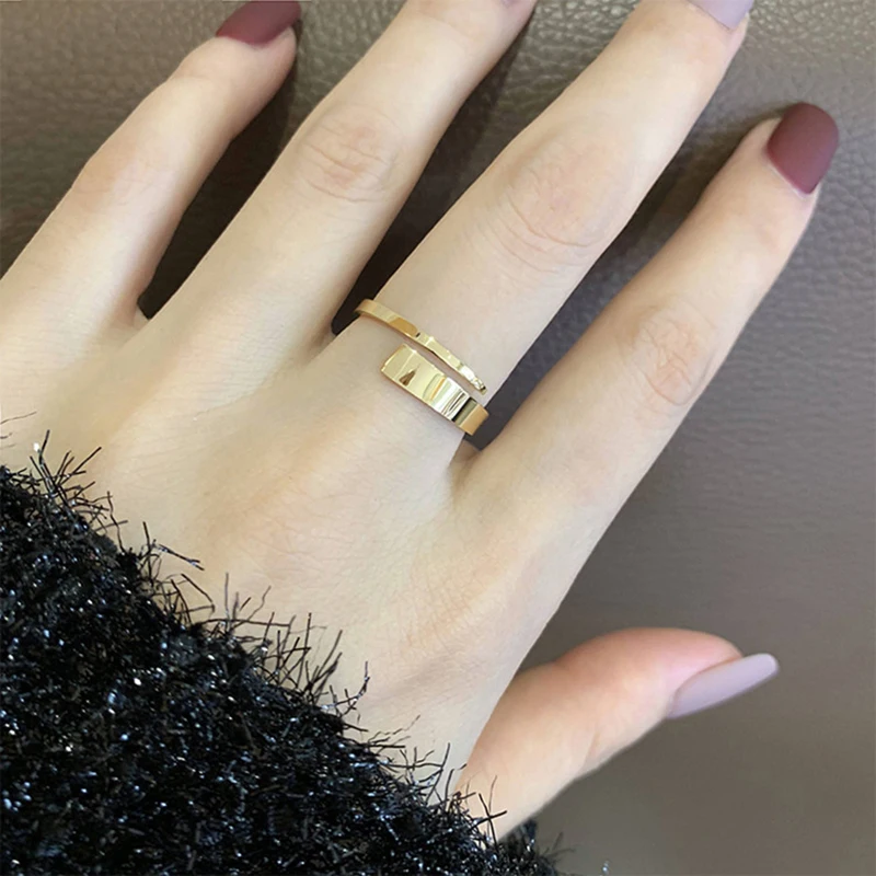 

RHYSONG Simple Vintage Women Rings Staggered Stainless Steel Index Finger Rose Gold Gothic Rings Unusual Jewelry Accessories New