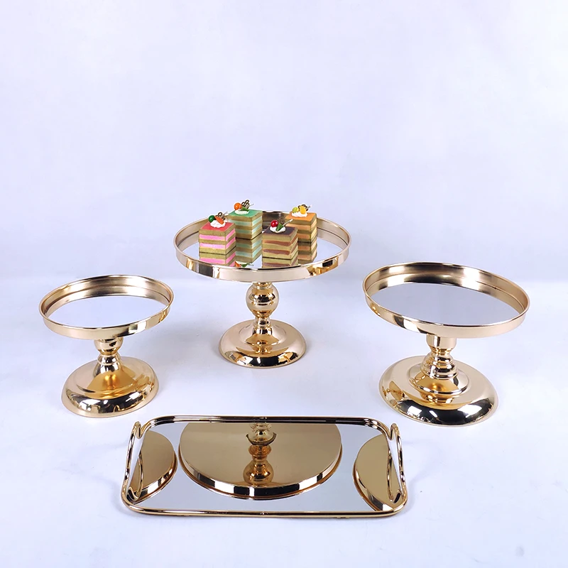 Набор подставок для свадебного торта Золотое зеркало металлическая подставка
