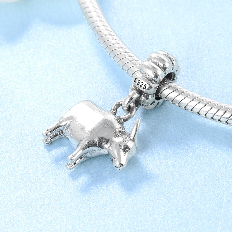 Модные 12 китайского зодиака Ox 925 стерлингового серебра DIY подарок ювелирные