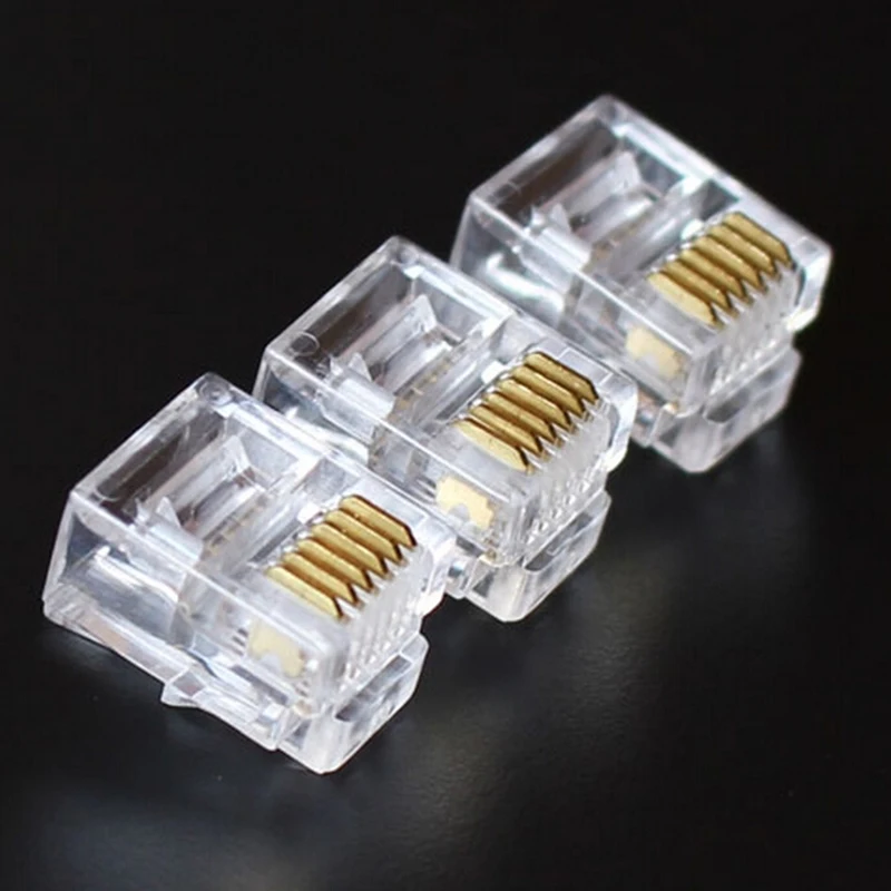 

100Pcs Gold Plated Crystal Head RJ11 Modular Plug Network Connector Brand New Product