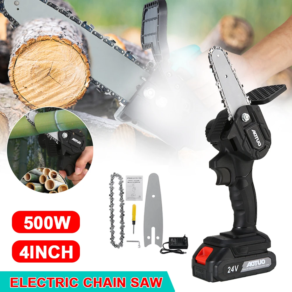 

550W Chainsaw Rechargeable Chainsaw Small Handheld Chainsaw Woodworking Pruning Saw One-handed Saw Wood Garden Tool