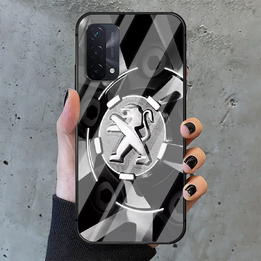 

Peugeots Car logo Phone Tempered Glass Case Cover For oppo realme find a x c xt gt 2 53 3 6 7 50 11 i Pro 4g 5g Soft Hot Phone