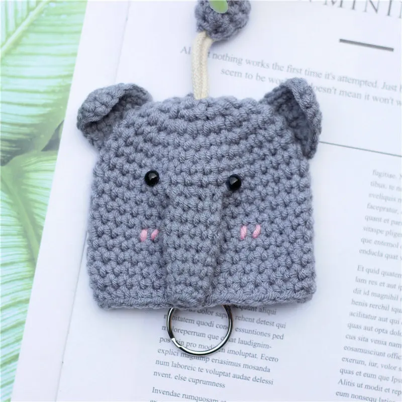 Ручная вязаная шерстяная сумка для ключей Женская милая мультяшная с мультяшным