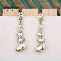 veyofun classic simple crystal drop earrings bridal wedding dangle earrings for women fashion jewelry gift