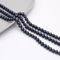 real natural freshwater pearl beads black nearly round loose pearls for diy charm bracelet necklace jewelry accessories making