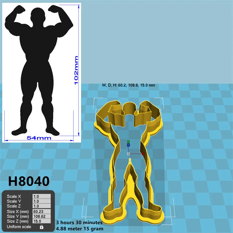 Фитнес человек дисплей мускулы 3D дизайн формочки для печенья суши и фрукты