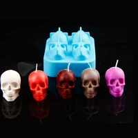 halloween party accessories 3d skull silicone mold for diy handmade craft candle making mould