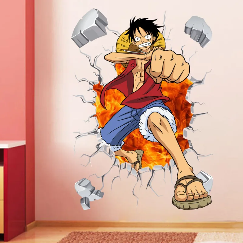 One Piece Luffy Creative wall stickers Wall Sticker Suitable for Youth Room Large Decoration Japanese Manga Cartoon Vinyl | Дом и сад