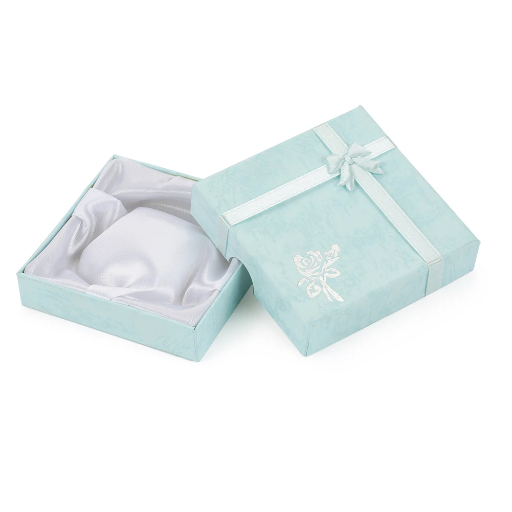 6pcs Square Cardboard Bracelet Gift Boxes Flower Pattern Bracelet Storage Organizer Box Mix Color 9x9x2cm With Sponge