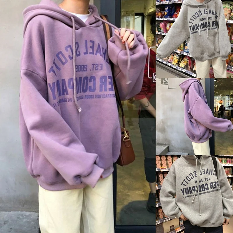 

Kili Women's Fashion Casual Loose Plus Fleece Hooded Long Sleeve Sweater